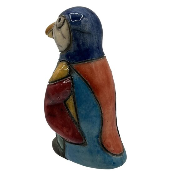 Fenix Raku Pottery Handcrafted 3.5" Ceramic Penguin Artisan Collectible Artsy - Picture 2 of 11